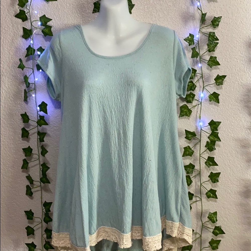 Blue tee with lace